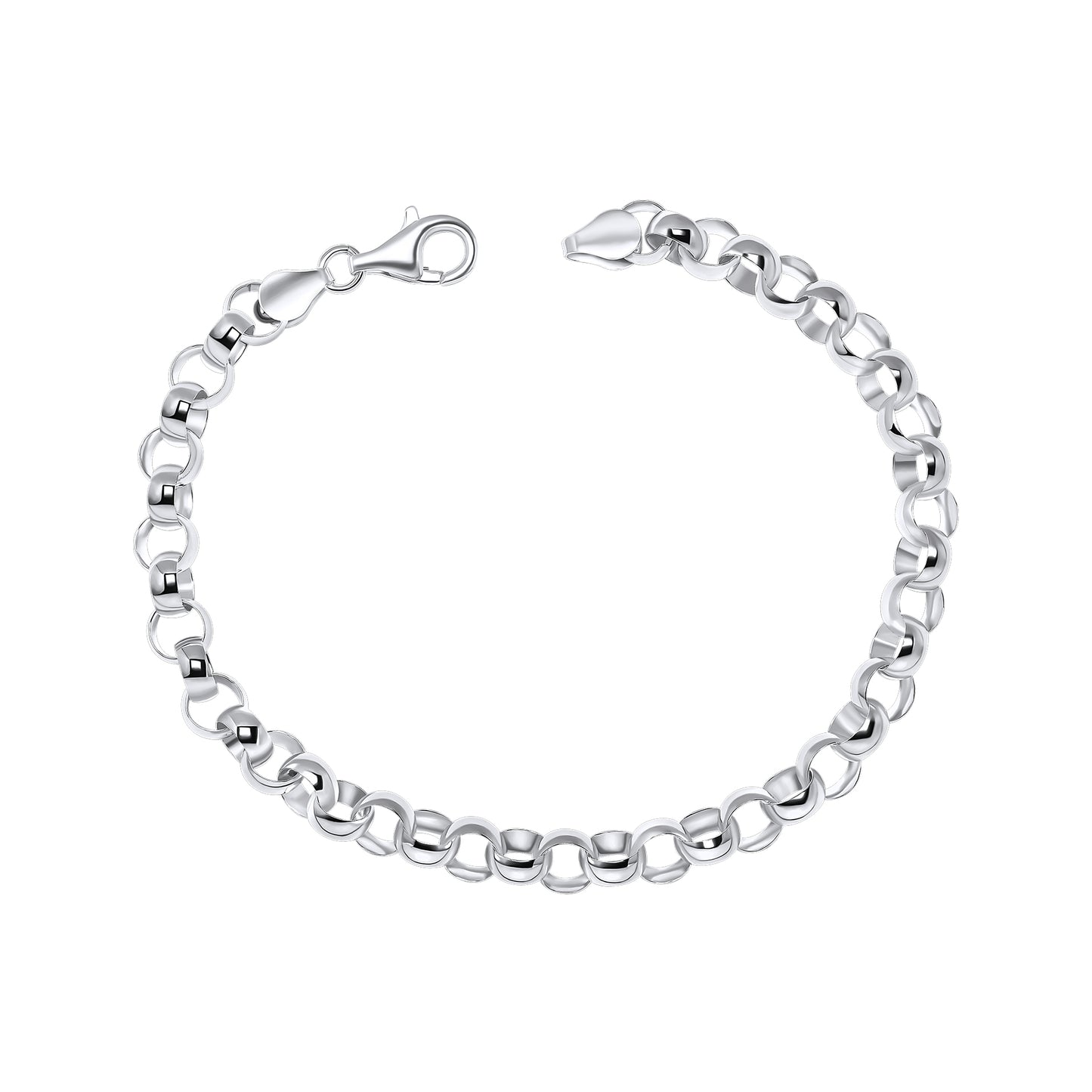 Silver Belcher Chain bracelet on a white background. chunky bracelet