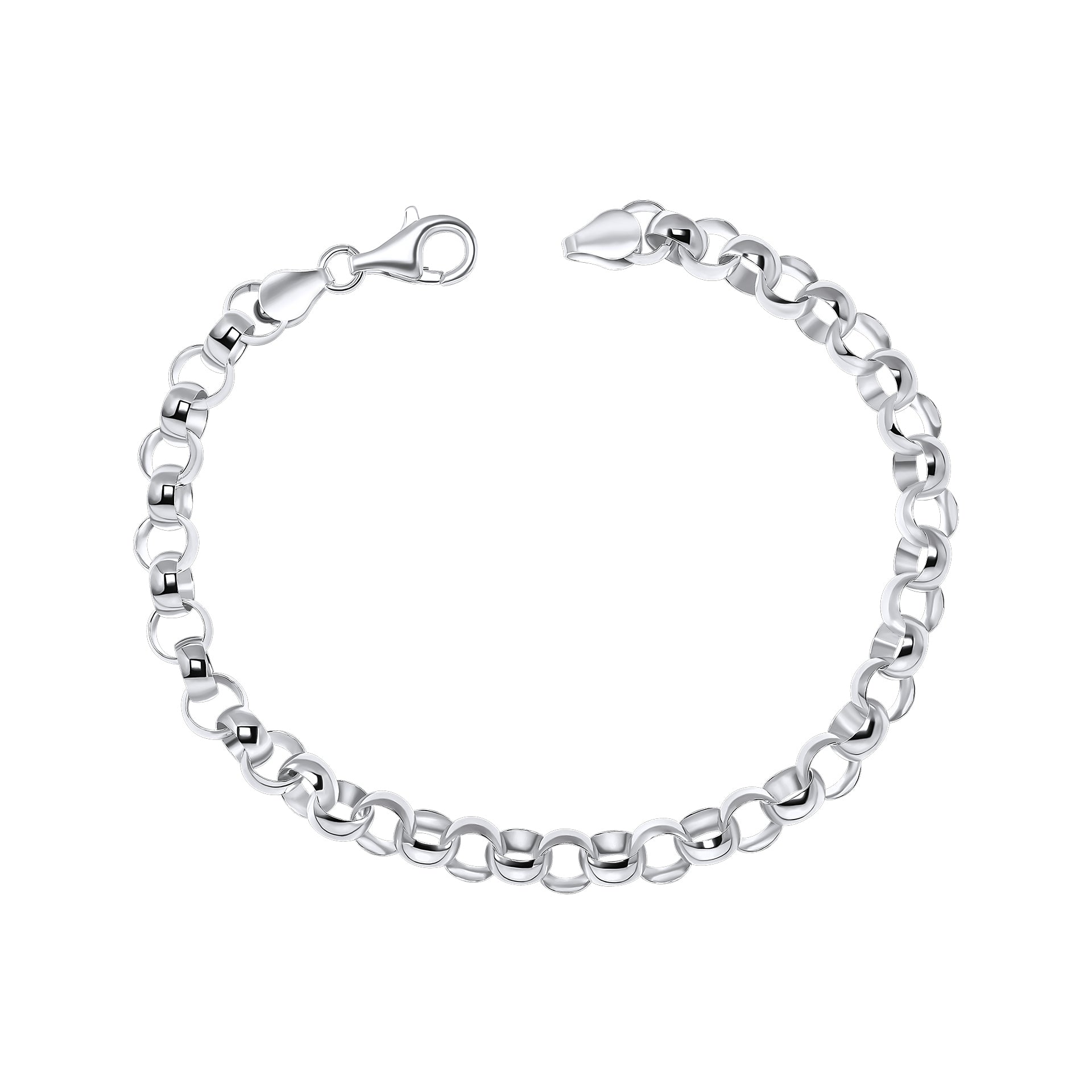 Silver Belcher Chain bracelet on a white background. chunky bracelet