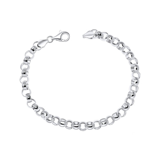 Silver Belcher Chain bracelet on a white background. chunky bracelet 