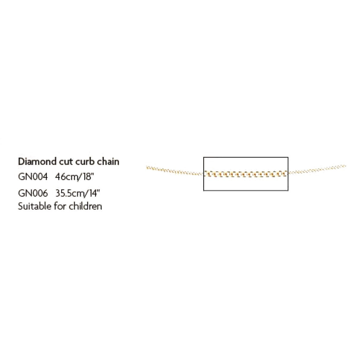 9ct Gold 0.6mm Diamond Cut Curb Chain