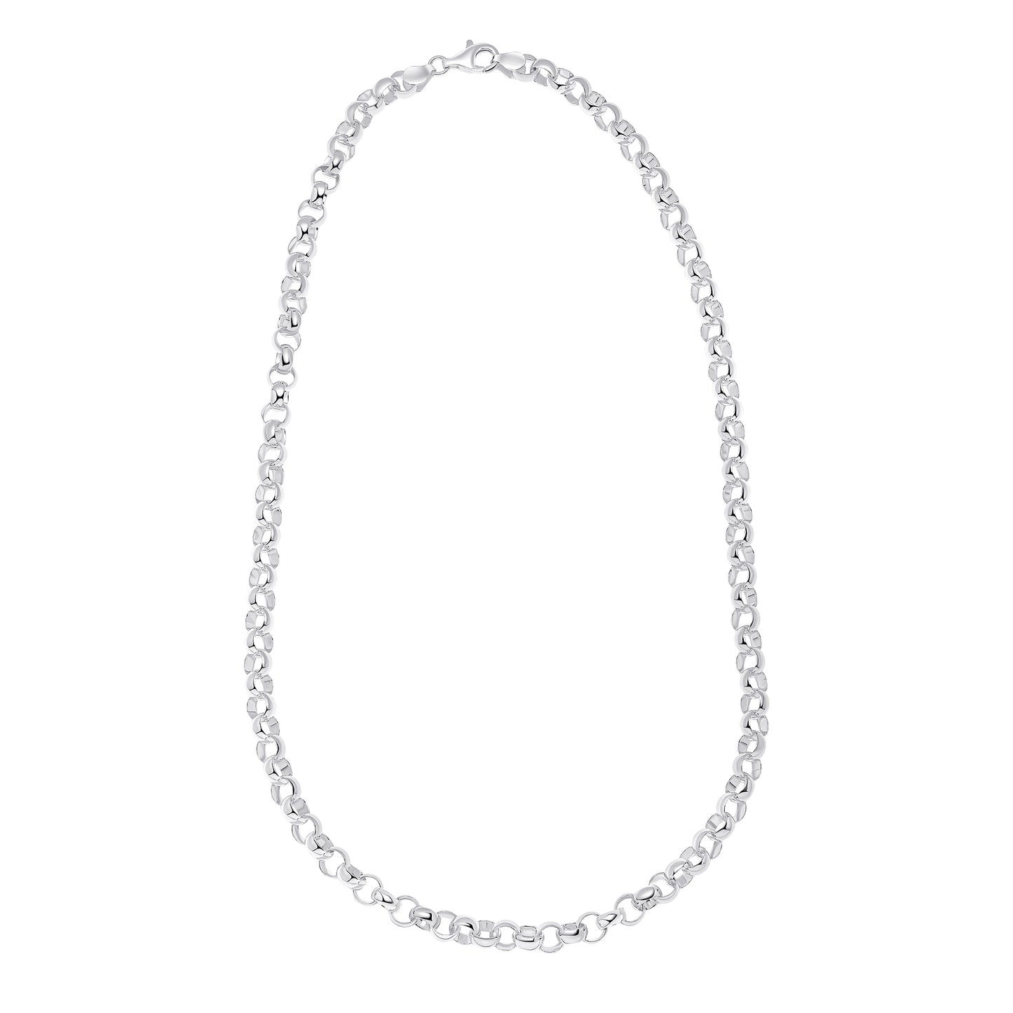 Silver Belcher Chain Necklace on a white background