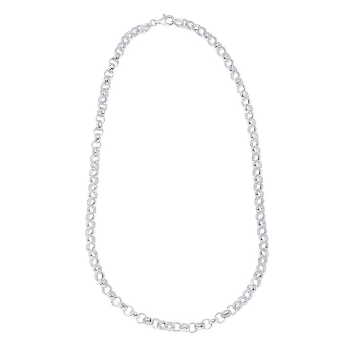 Silver chain necklace Belcher Chain silver Necklace on a white background