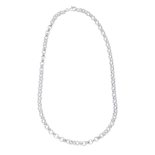 Silver chain necklace Belcher Chain silver Necklace on a white background