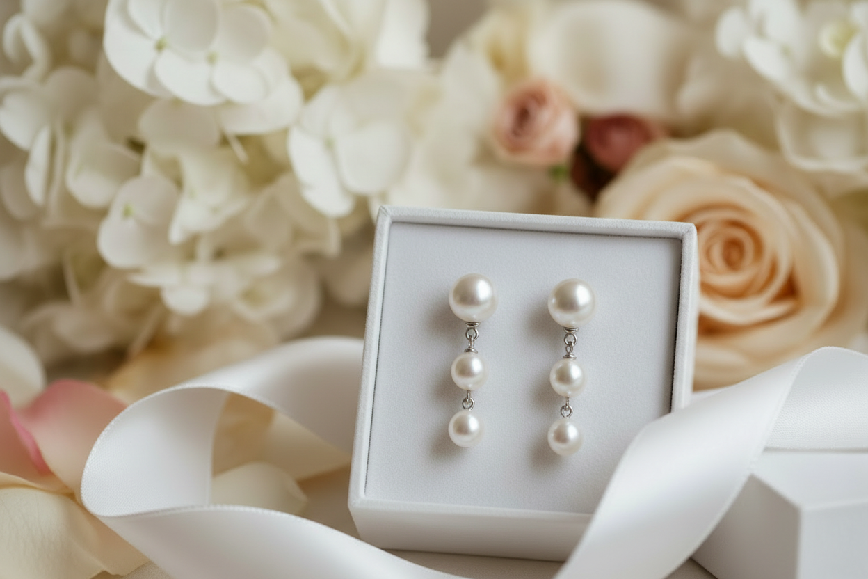 Wedding Season Banner - Silverage Pearl Drop Earrings